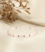 Women gold plated love printed openable bracelet