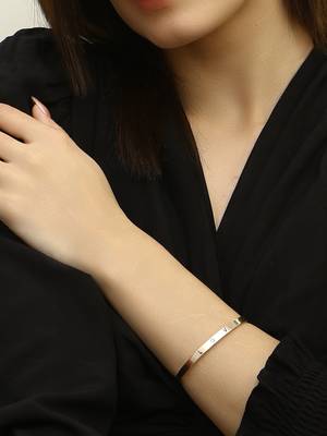 Women gold plated love printed openable bracelet 2