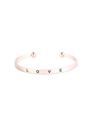 Women gold plated love printed openable bracelet 4