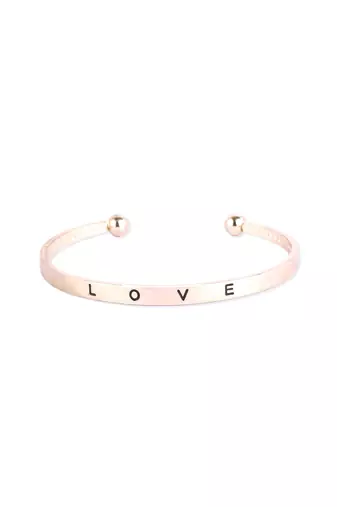 Women gold plated love printed openable bracelet