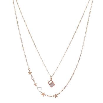  rosegold-plated cz studded layered chain necklace 4