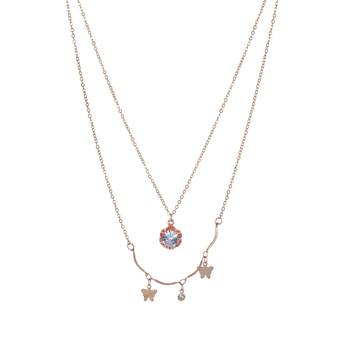   Rosegold-Plated star Shaped CZ Studded Layered Chain Necklace 6