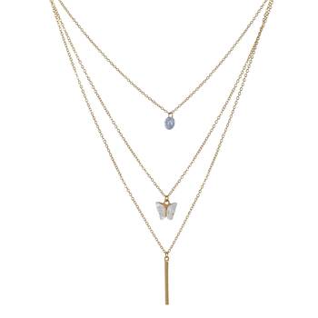   gold-plated star shaped cz studded layered chain necklace 4