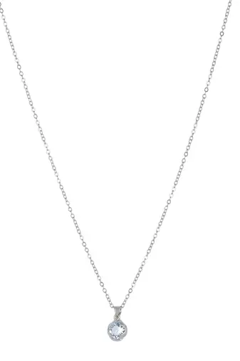   rhodium star shaped cz studded single chain necklace