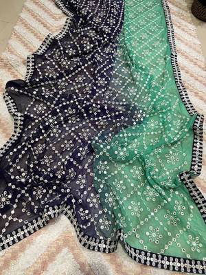 Green and Blue Georgette Saree 5
