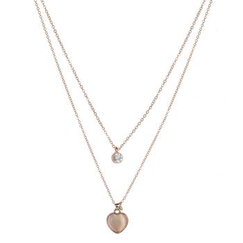   rosegold-plated heart shaped cz studded layered chain necklace 4