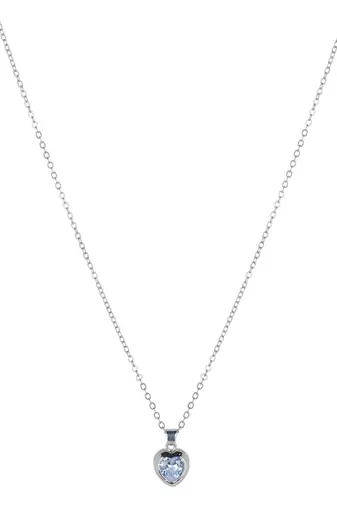   rhodium star shaped cz studded single chain necklace