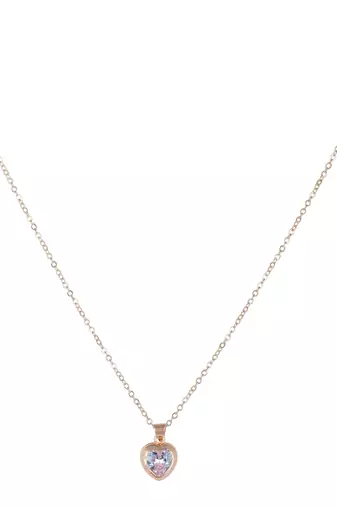   rosegold-plated star shaped cz studded single chain necklace