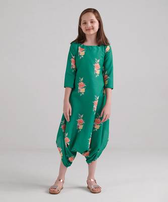 Jade green dhoti jumpsuit kids 1