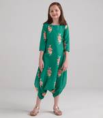 Jade green dhoti jumpsuit kids
