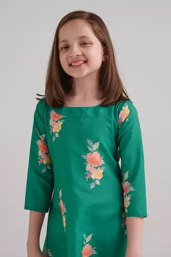 Jade green dhoti jumpsuit kids
