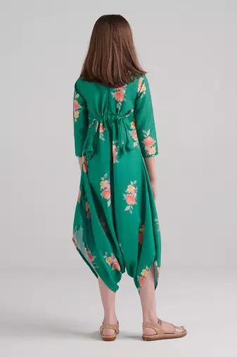 Jade green dhoti jumpsuit kids