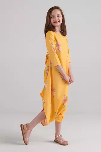 Amber yellow dhoti jumpsuit kids