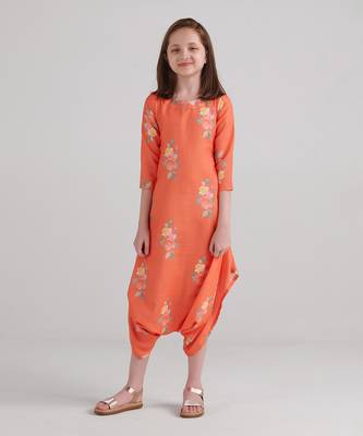 Bright orange dhoti jumpsuit kids 1