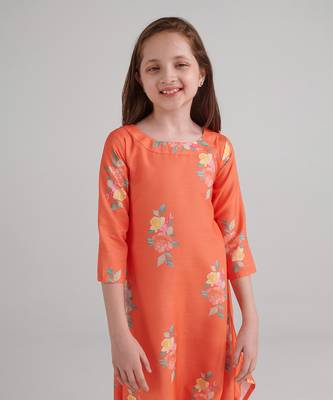 Bright orange dhoti jumpsuit kids 2