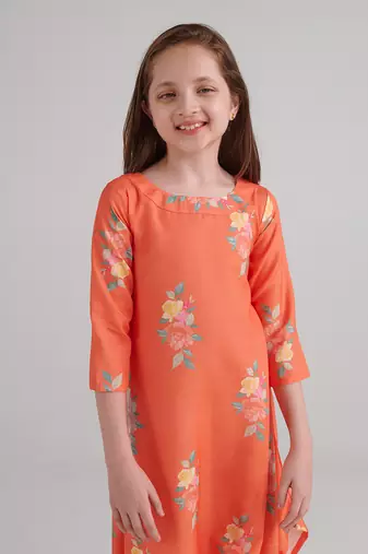 Bright orange dhoti jumpsuit kids