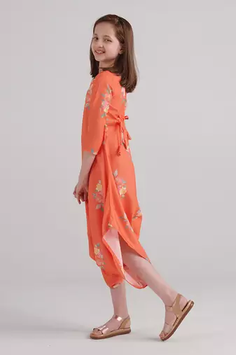 Bright orange dhoti jumpsuit kids