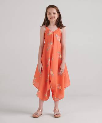 Bright orange palazzo jumpsuit kids 1