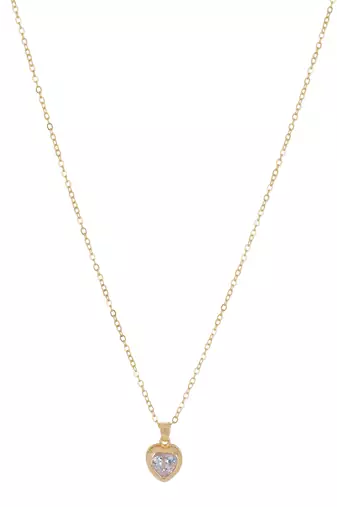   rosegold-plated star shaped cz studded single chain necklace