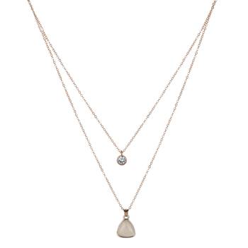   rosegold-plated triangle shaped cz studded layered chain necklace 5