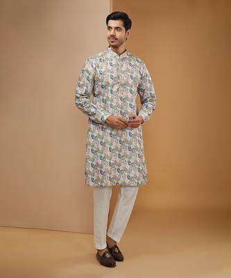 Off white floral printed kurta set 1