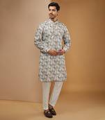 Off white floral printed kurta set