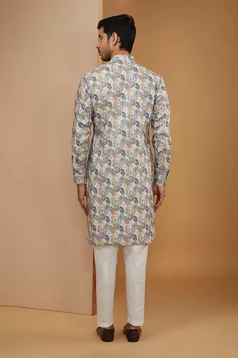 Off white floral printed kurta set