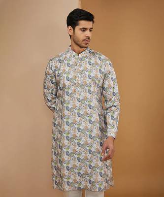 Off white floral printed kurta set 3
