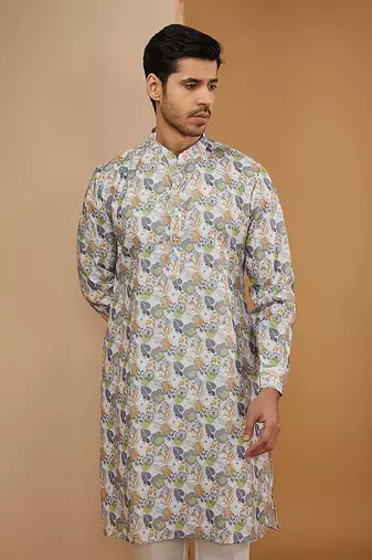 Off white floral printed kurta set