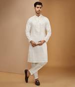 Off white mirror embroidered kurta set