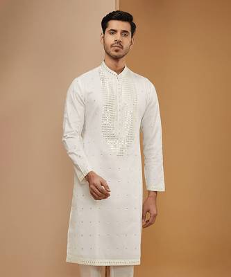 Off white mirror embroidered kurta set 3