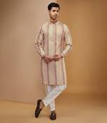 Multi colour striped resham kurta set