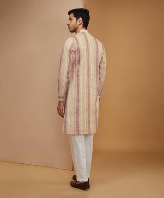 Multi colour striped resham kurta set 2