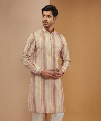 Multi colour striped resham kurta set 3