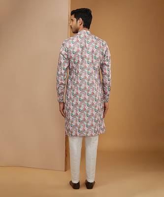 Off white floral printed kurta set 2