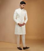 Off white embroidered achkan set