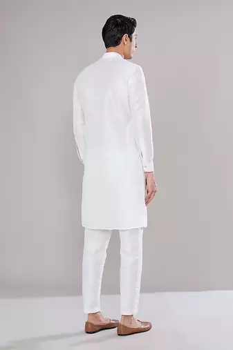 Off white embroidered kurta-jacket set