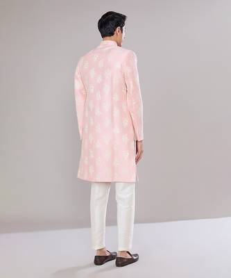 Pink embroidered achkan set 2