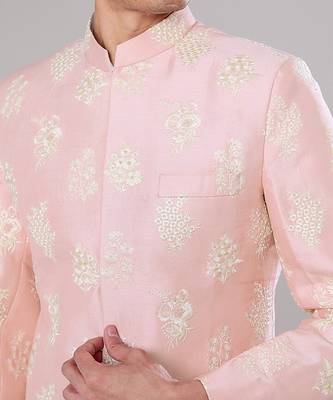 Pink embroidered achkan set 4