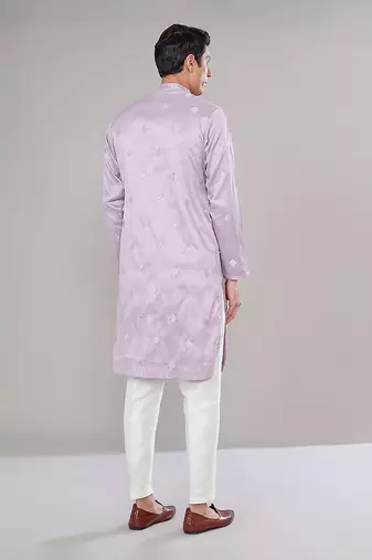 Lilac embroidered kurta set
