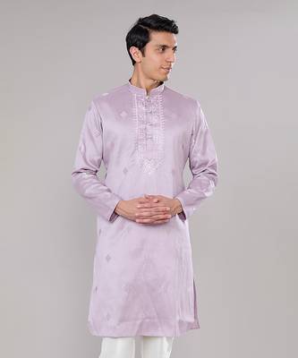 Lilac embroidered kurta set 3