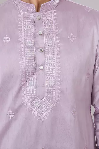 Lilac embroidered kurta set