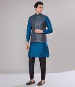 Royal blue embroidered kurta set