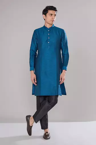 Royal blue embroidered kurta set