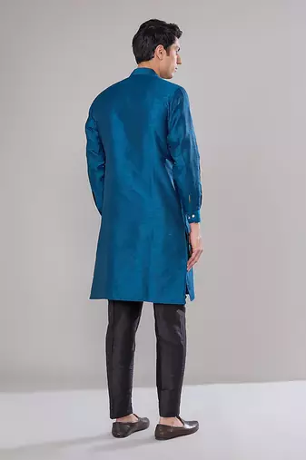Royal blue embroidered kurta set
