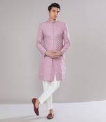 Lilac embroidered achkan set