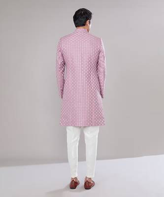 Lilac embroidered achkan set 2