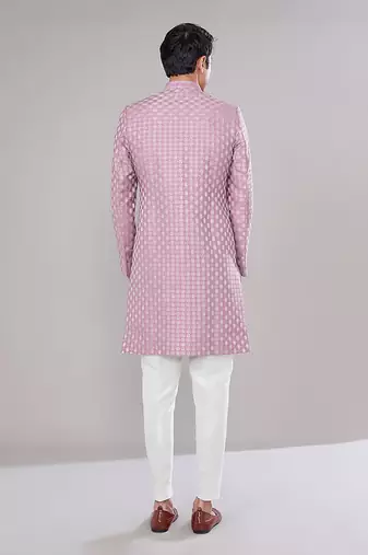 Lilac embroidered achkan set