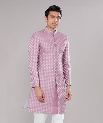 Lilac embroidered achkan set 3