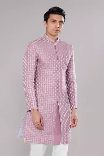 Lilac embroidered achkan set